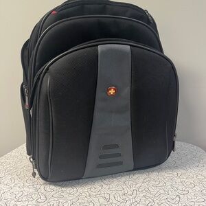 Wenger Black and Gray Backpack with Red Cross Logo